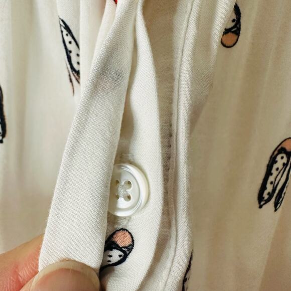 Boden Ballet Flat Novelty Print Lightweight Hidden Buttons Blouse Sz 10 - Picture 5 of 8